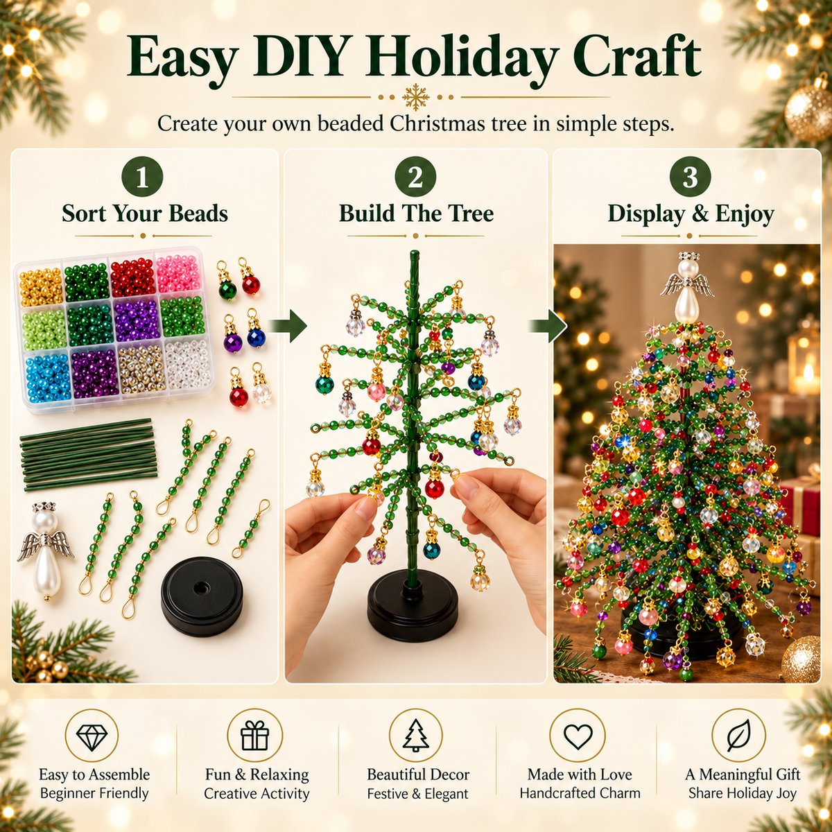 Sovela™ DIY Beaded Christmas Tree Kit - New 2026