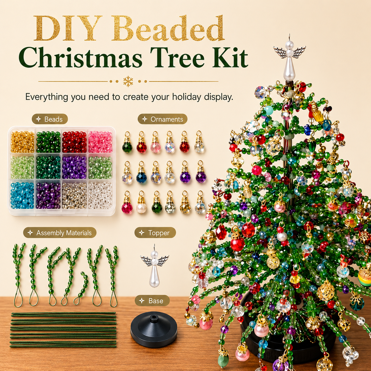 Sovela™ DIY Beaded Christmas Tree Kit - New 2026